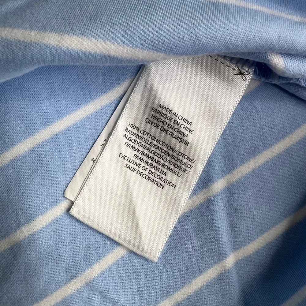 Polo Ralph Lauren Shirt Mens 2XLT Blue White Stripe ShortSleeve Embroidered Pony